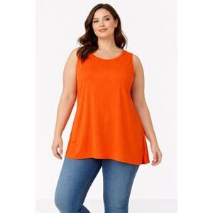 Jessica London Womens 2224 Orange Sleeveless Tunic Top Plus Size